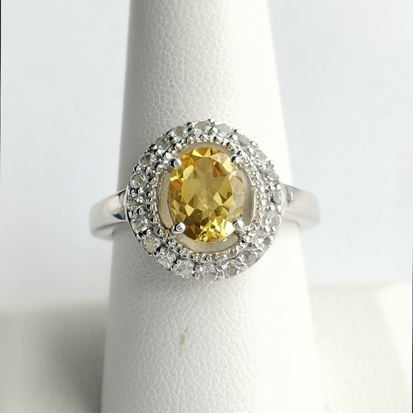 Citrine White Sapphire ring in Sterling Silver size 8.75 - Picture 9 of 9